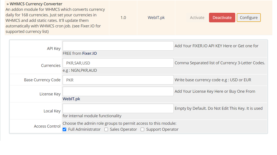 WHMCS Currency Converter - WHMCS Marketplace