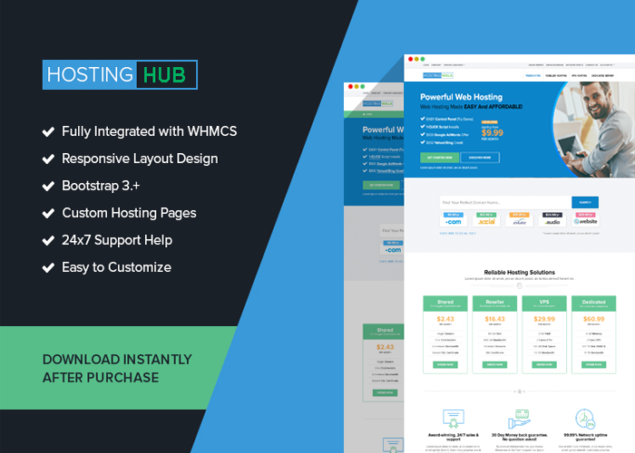 HostingHub Fully Responsive WHMCS Client Area Template WHMCS 