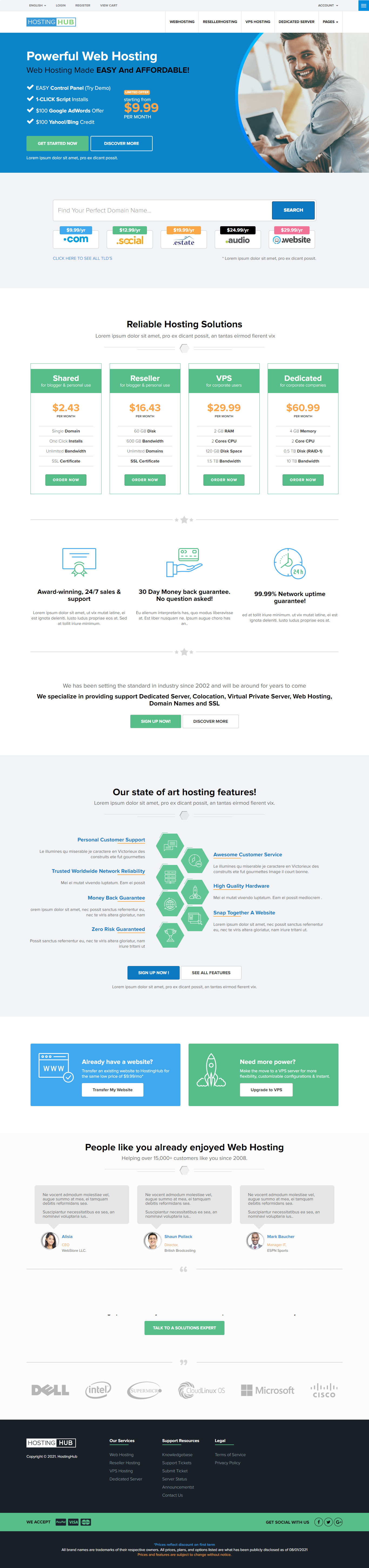 HostingHub Fully Responsive WHMCS Client Area Template WHMCS 
