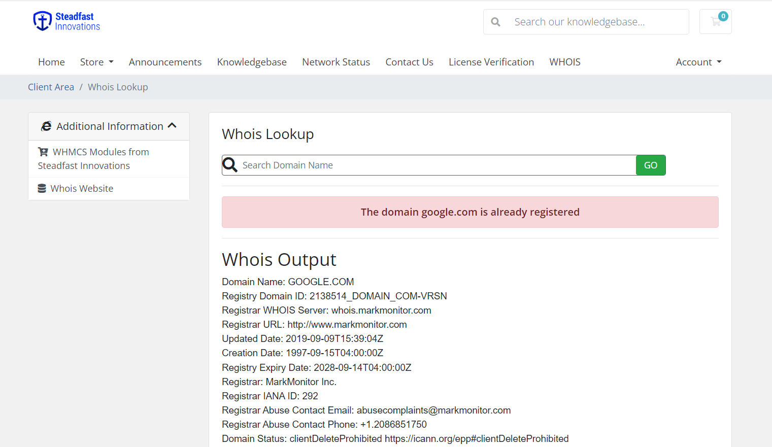 SFI - WHOIS Lookup for WHMCS - WHMCS Marketplace