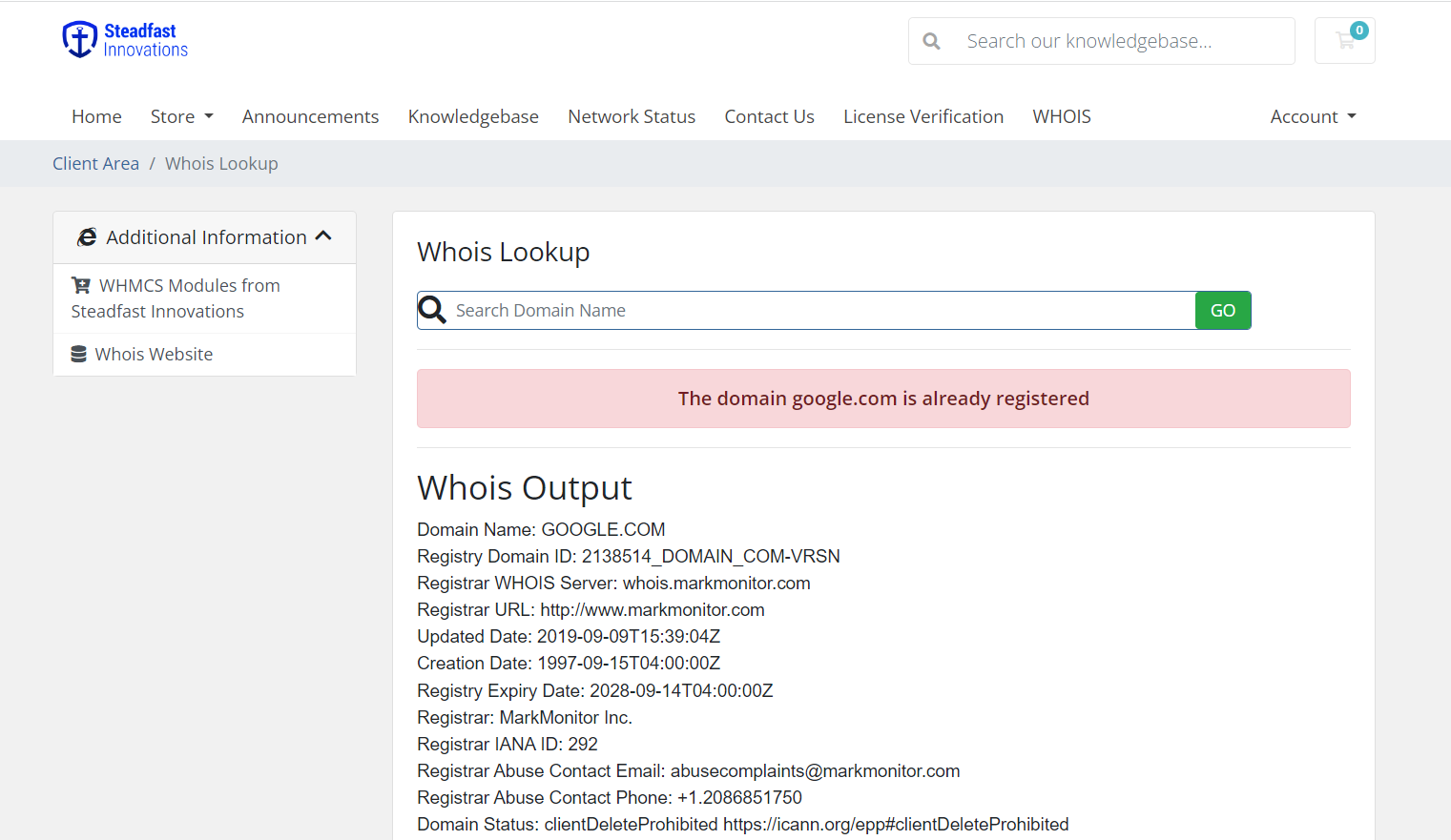 Domain WHOIS Checker - WHMCS Marketplace